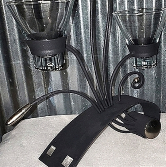 Vintage Black Metal Art Candle Holder & Black Enameled Frame - Picture 1 of 16